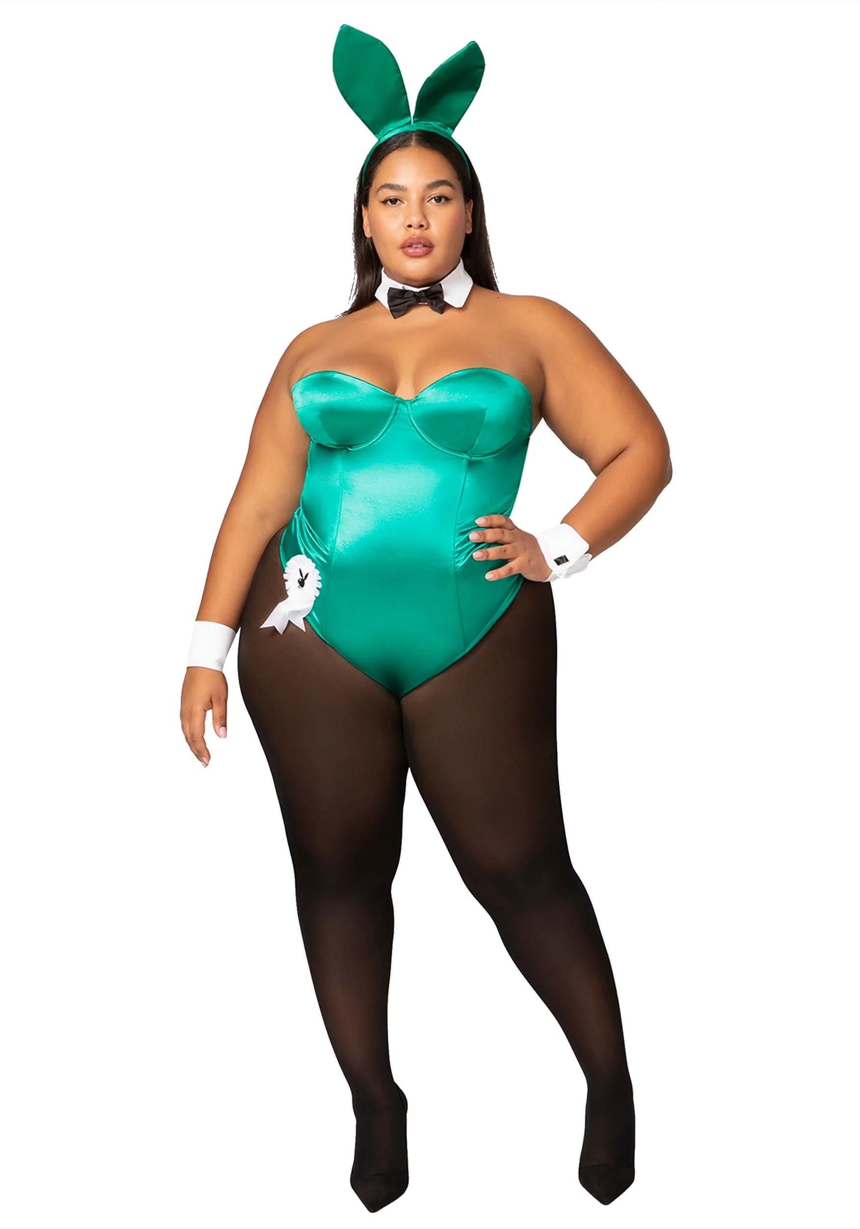 Women's Plus Size Playboy Bunny Green Costume
