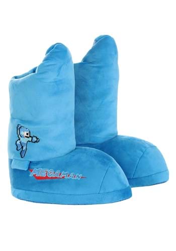 Click Here to buy Mega Man Costume Slippers for Adults from HalloweenCostumes, CDN Funds & Shipping