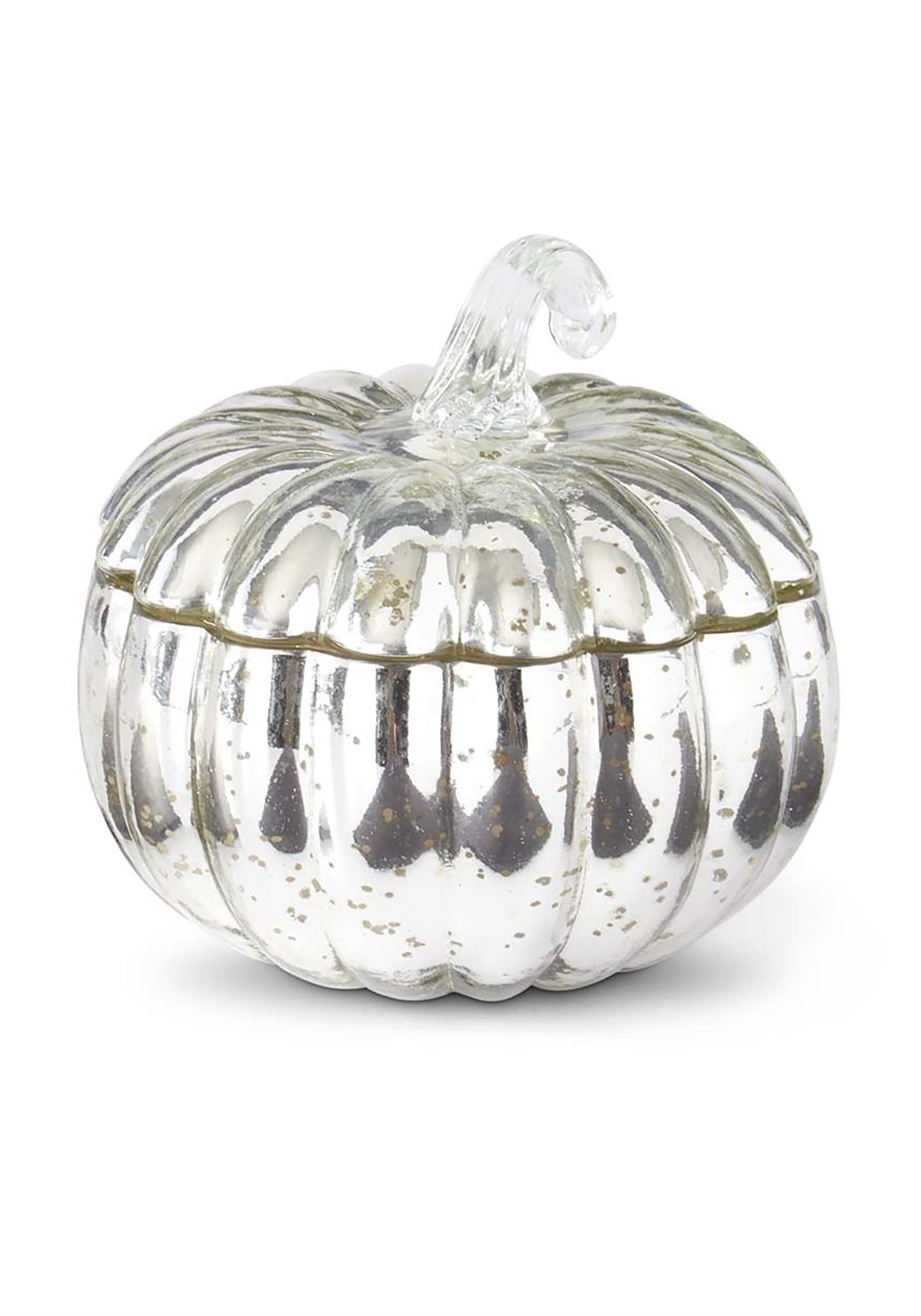 5.5 Silver Glass Pumpkin Candle Decoration