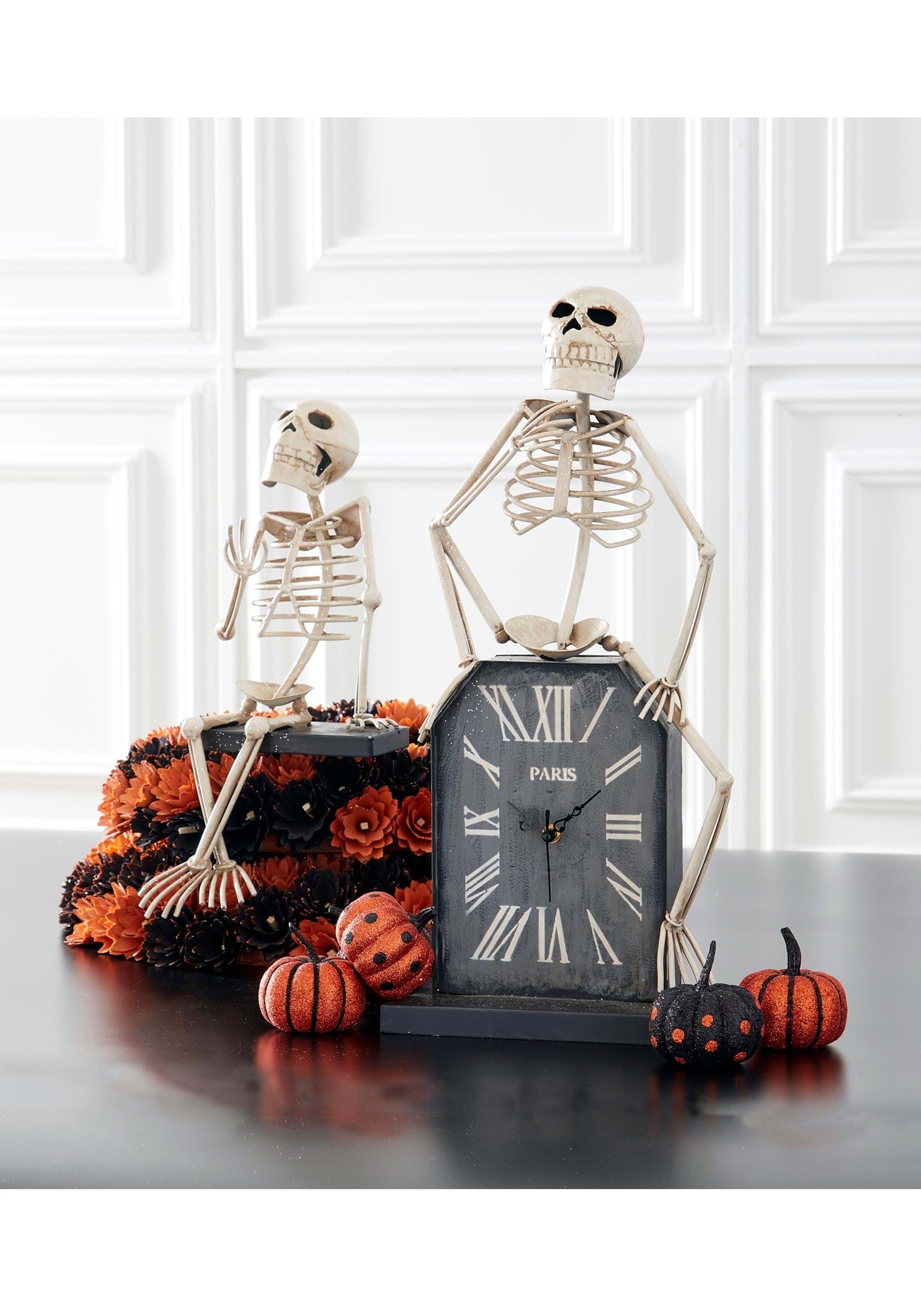 21.5 Tombstone Clock With Skeleton Halloween Prop , Skeleton Decorations