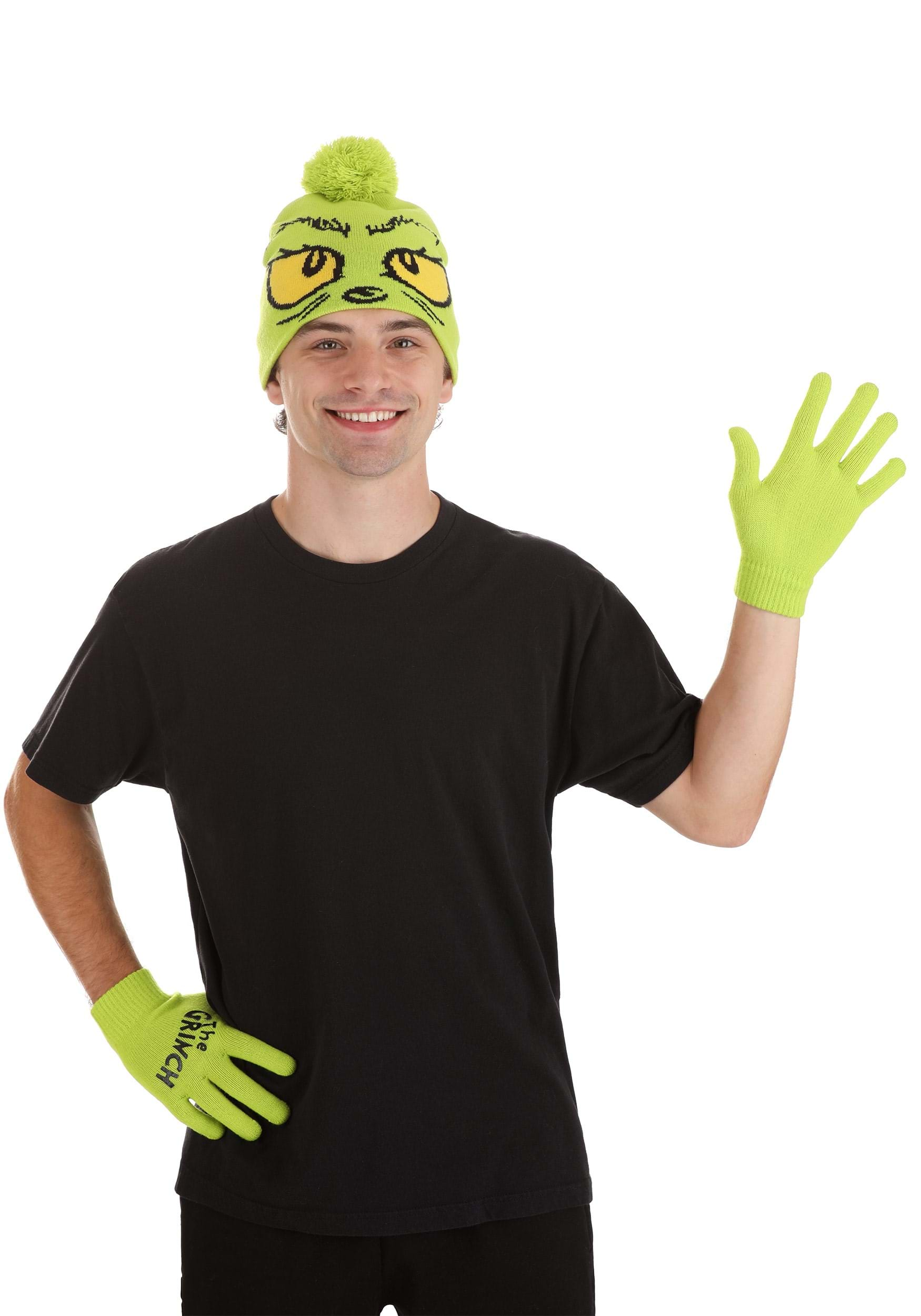 Dr. Seuss The Grinch Adult Hat & Gloves Set , Grinch Accessories