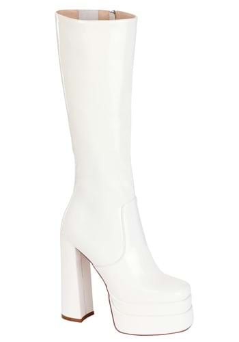 Click Here to buy White Patent Platform Adult Gogo Boots from HalloweenCostumes, CDN Funds & Shipping