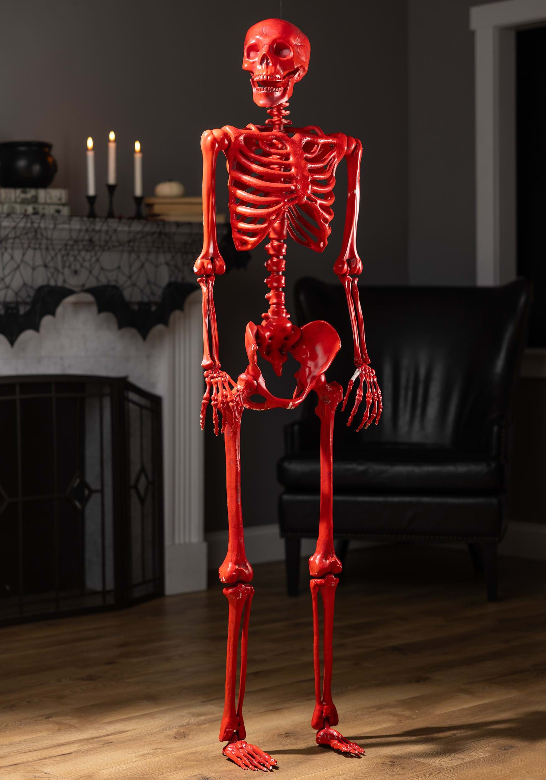 Crazy Bones Poseable Skeleton in Red Halloween Prop | Adult | Unisex | Red | One-Size | FUN Costumes