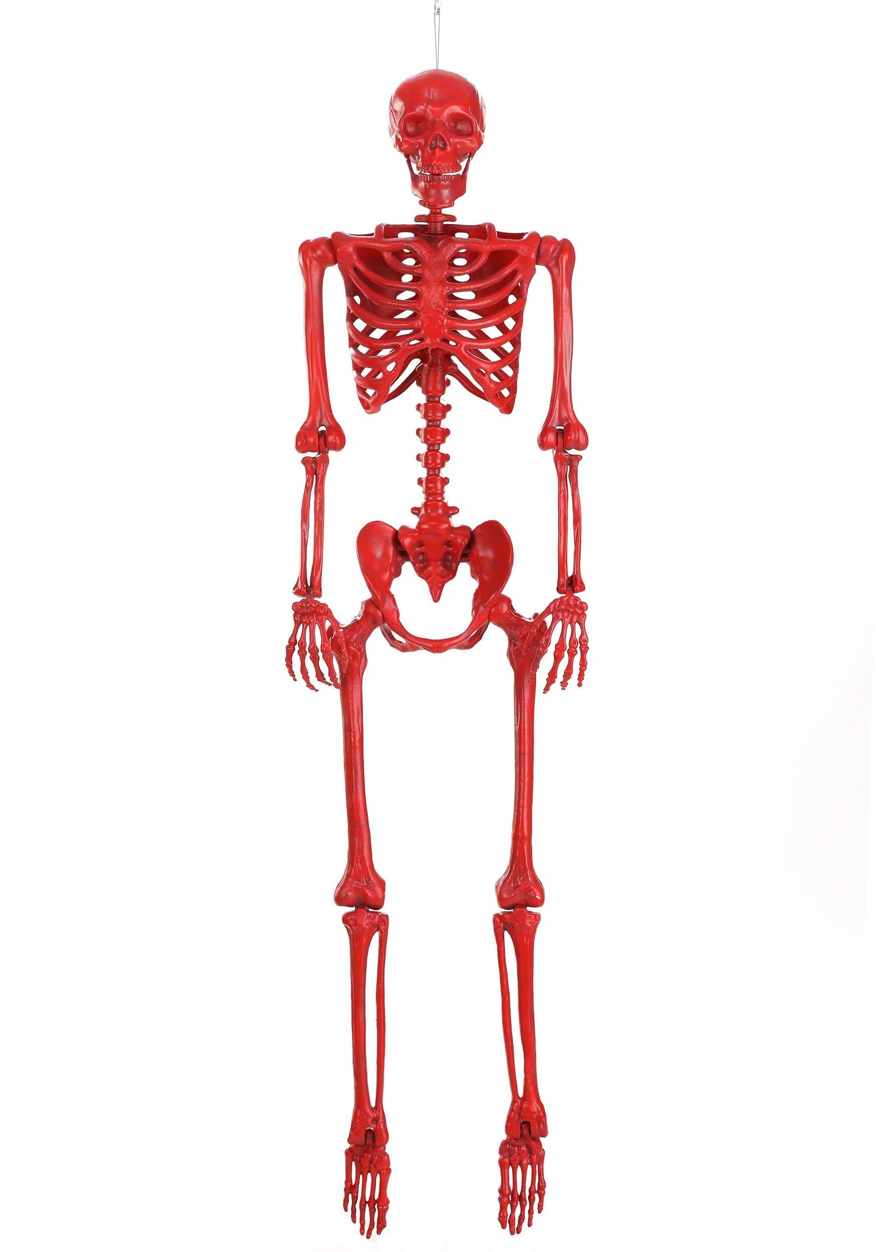 5FT Poseable Crazy Bones Skeleton in Red Prop Decoration | Poseable Skeletons