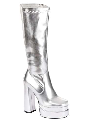Click Here to buy Deluxe Womens Silver Gogo Boots from HalloweenCostumes, CDN Funds & Shipping