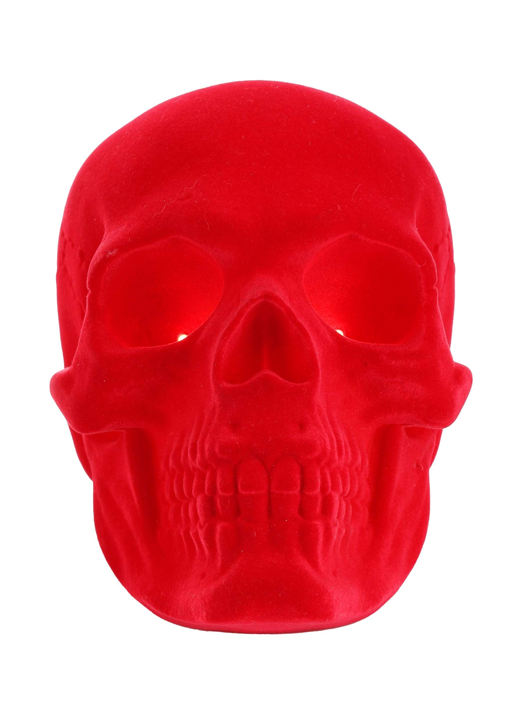 Light Up Flocked Velvet Skull Decoration , Table Decorations