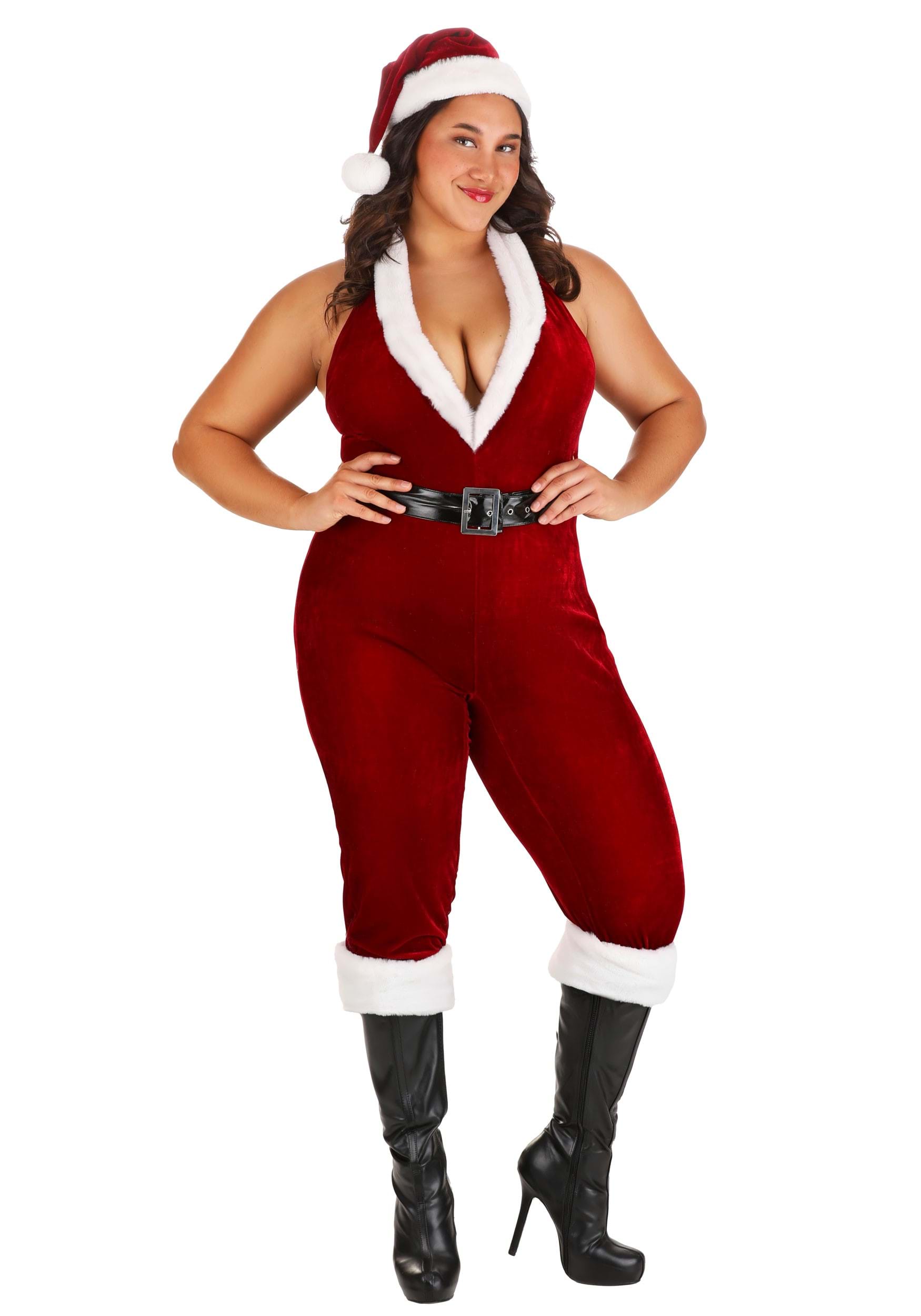 Women's Plus Size Sexy Santa Bodysuit Costume