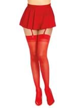 Womens Red Sheer Thigh High with Back Seam