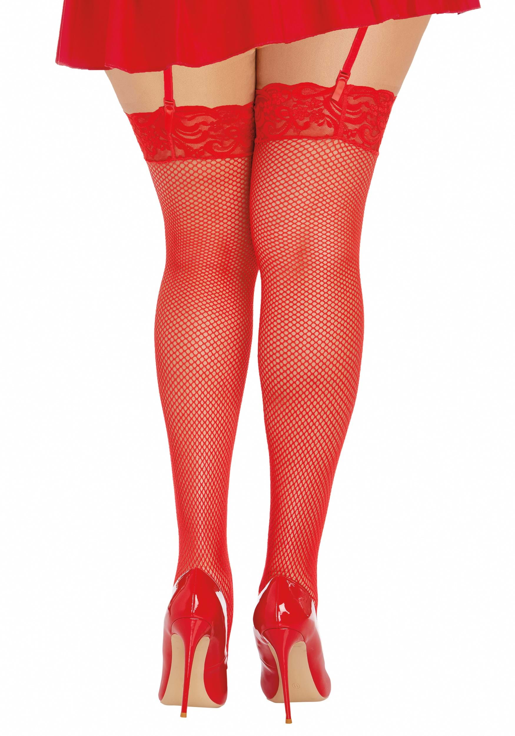 1pair Women's Sexy Red Fishnet Tights With Full Body