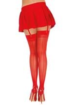 Red Thigh High Sheer Stockings with Back Seam Alt 1