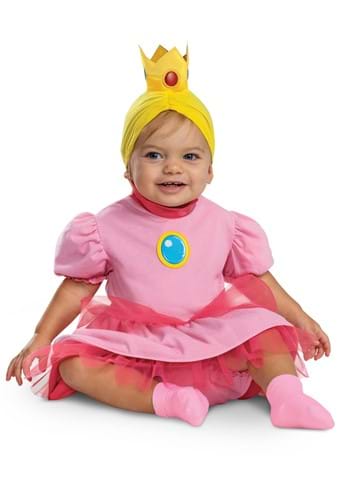 Click Here to buy Girls Super Mario Bros Baby Posh Princess Peach Costume from HalloweenCostumes, CDN Funds & Shipping