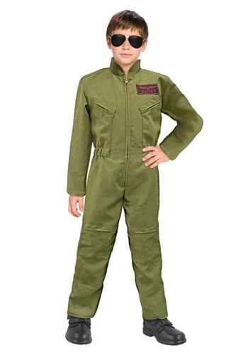 Click Here to buy Kids Green Fighter Pilot Jumpsuit Costume | Pilot Costumes from HalloweenCostumes, CDN Funds & Shipping