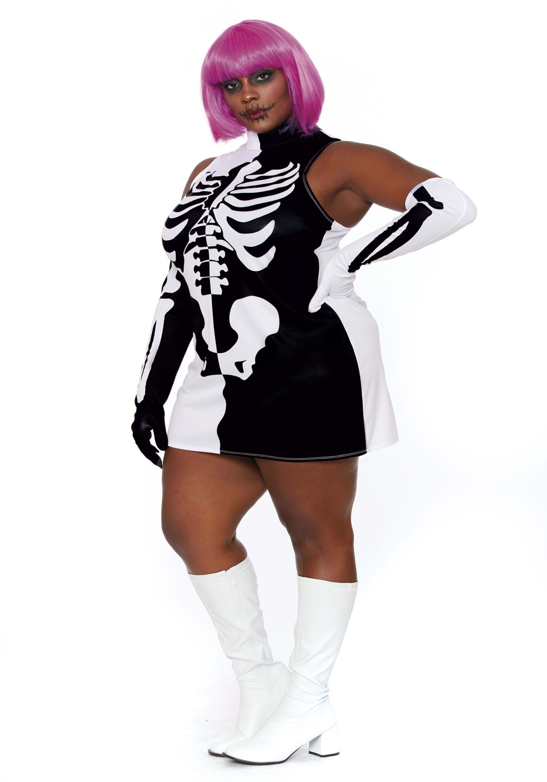 Women's Sexy Plus Size Parti-Skeleton Costume Dress