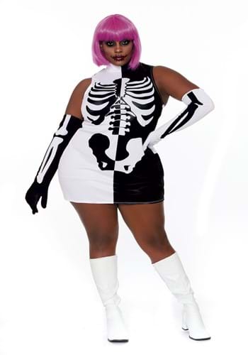 Womens Sexy Plus Size Parti-Skeleton Costume Dress
