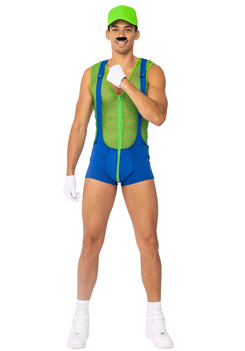 Mens Green Super Plumber Bro Costume