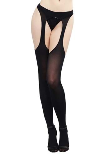 Click Here to buy Black Semi Opaque Suspender Womens Pantyhose | Costume Tights from HalloweenCostumes, CDN Funds & Shipping
