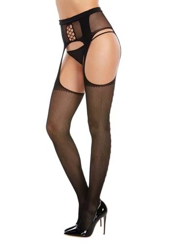 Womens Black Caged Fishnet Garter Belt