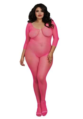 Click Here to buy Plus Size Womens Pink Fishnet Body Stocking | Sexy Accessories from HalloweenCostumes, CDN Funds & Shipping