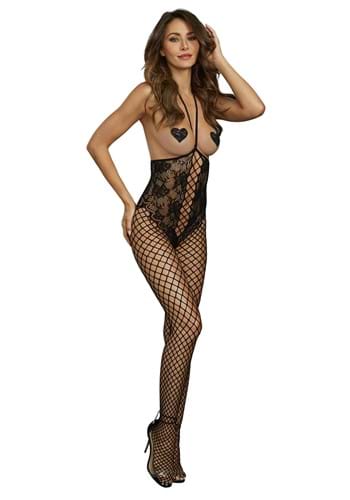 Black Lace Open Cup Womens Body Stocking | Sexy Accessories