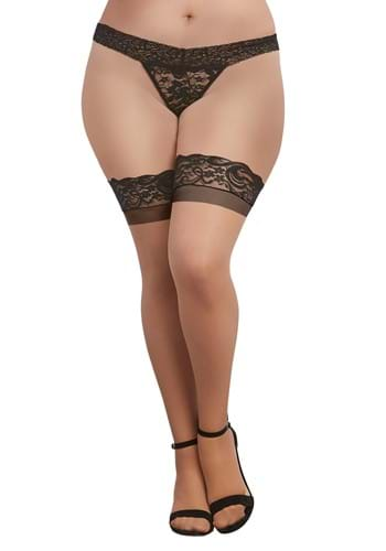 Women's Plus Size Black Open Crotch Pantyhose