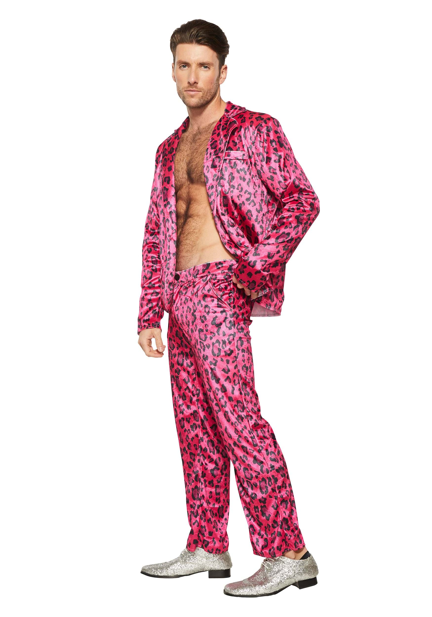 Pink Leopard Rock Star Men's Costume , Celebrity Costumes