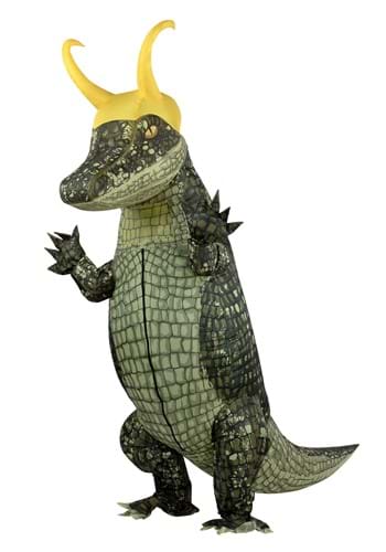 Click Here to buy Inflatable Alligator Loki Costume for Adults | Inflatable Marvel Costumes from HalloweenCostumes, CDN Funds & Shipping