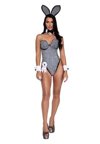 Click Here to buy Playboy Womens Sexy Black and Silver Rhinestone Bunny Costume | Playboy Costumes from HalloweenCostumes, CDN Funds & Shipping