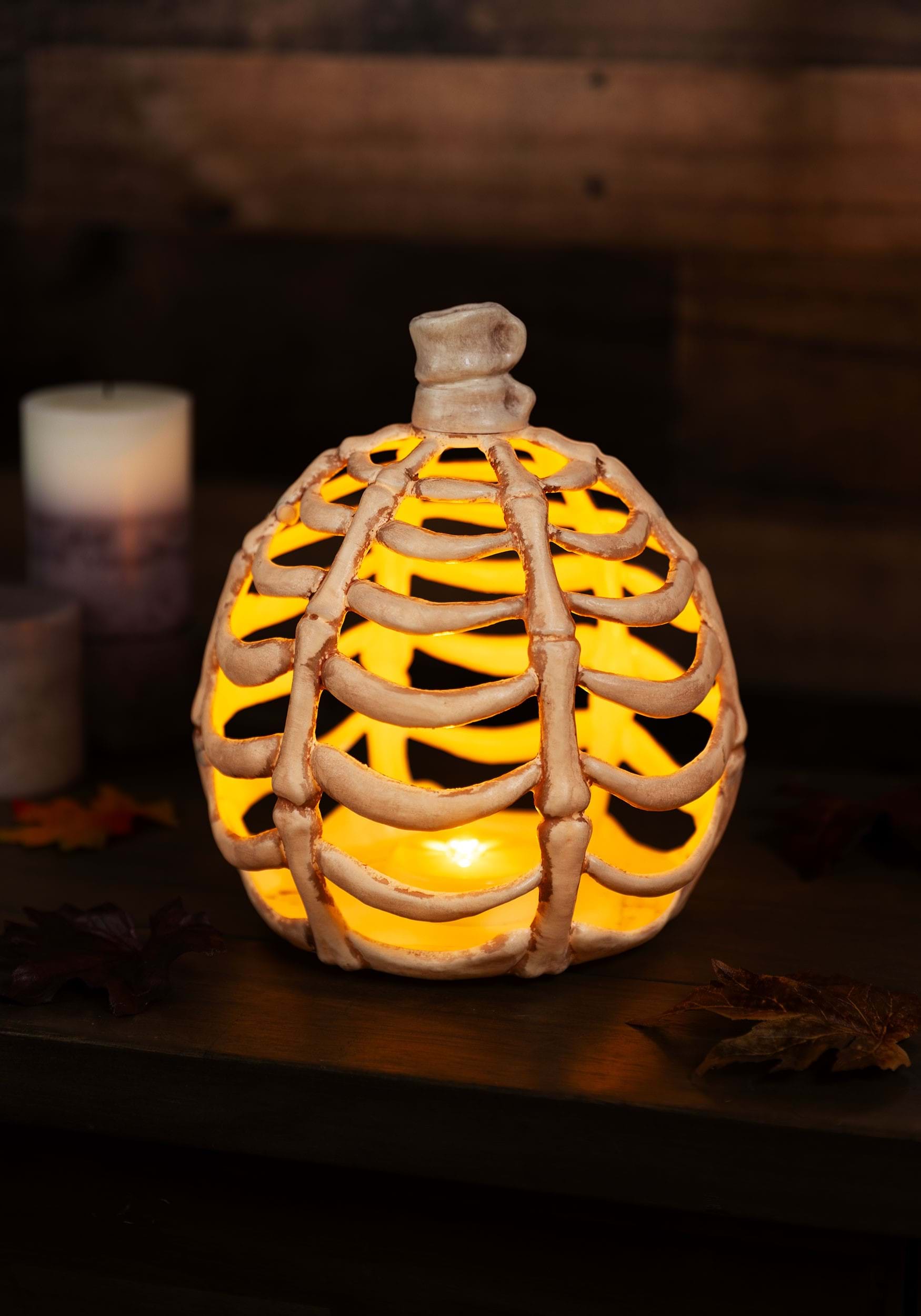 9 Light Up Pumpkin Made Of Bones Decoration , Pumpkin Decorations