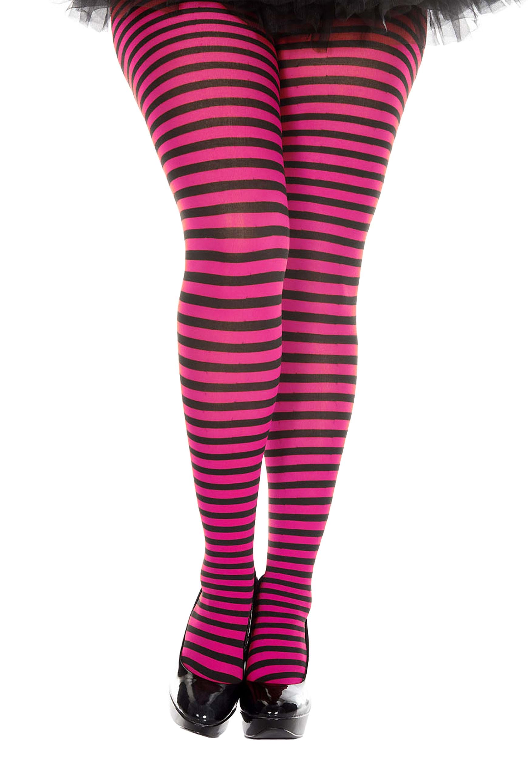 Plus Size Leggings Black and Neon Pink