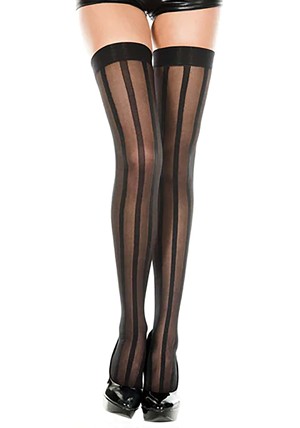 Collants Rayés Noir Et Rose Leg Avenue - Taille Unique, Pour Déguisement Ou Soirée