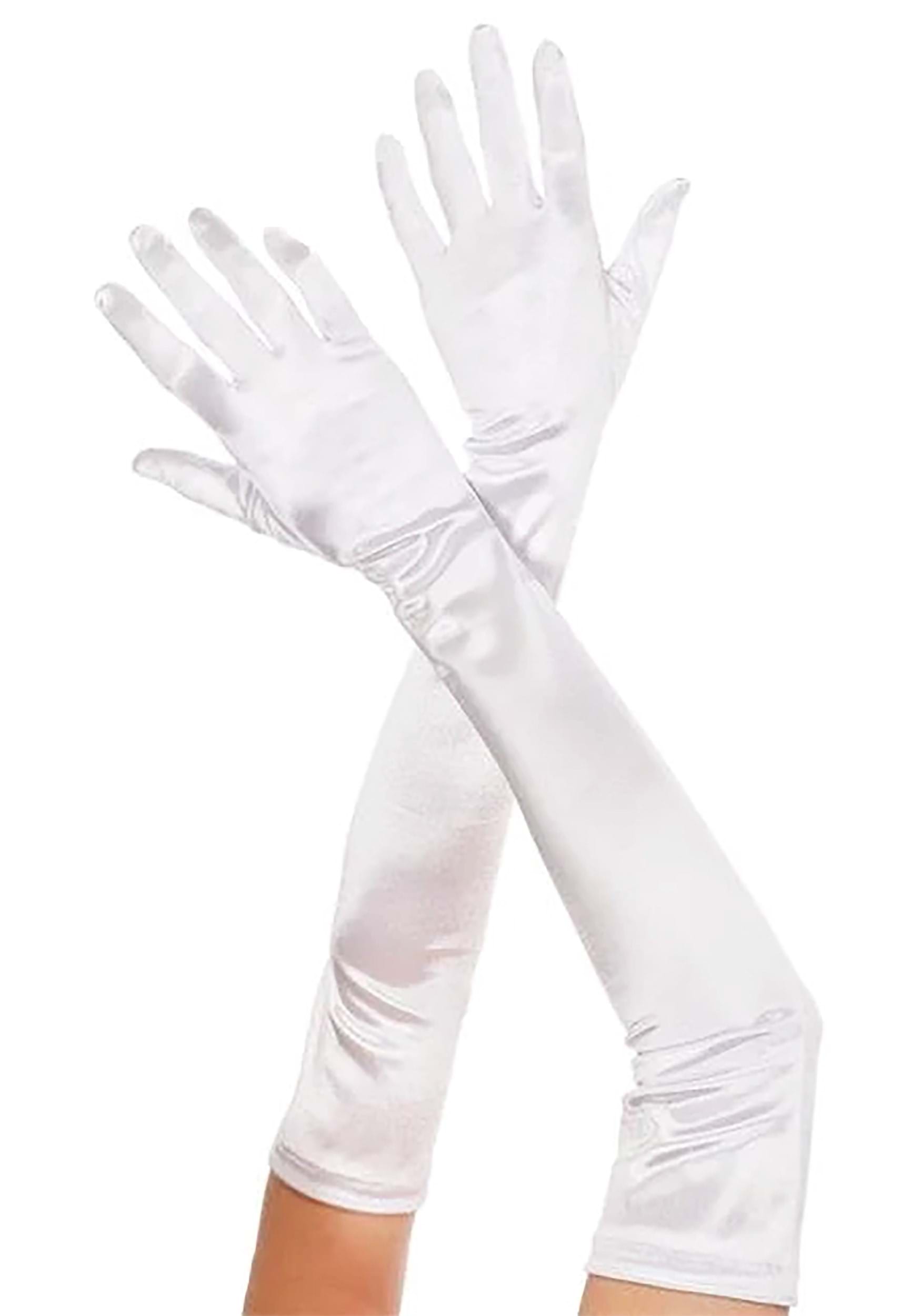 Women's White Satin Extra Long Gloves , Costume Gloves
