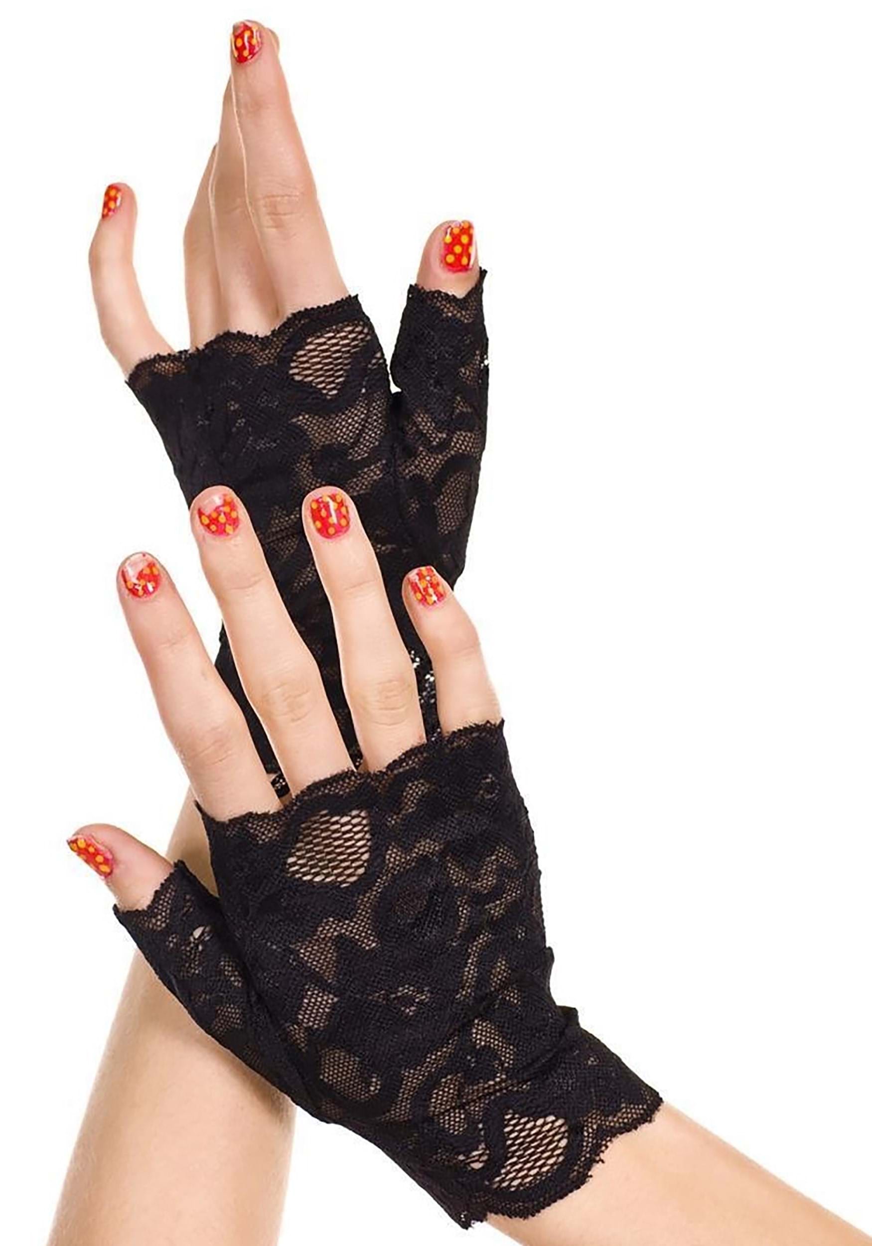 Women's Black Lace Fingerless Gloves