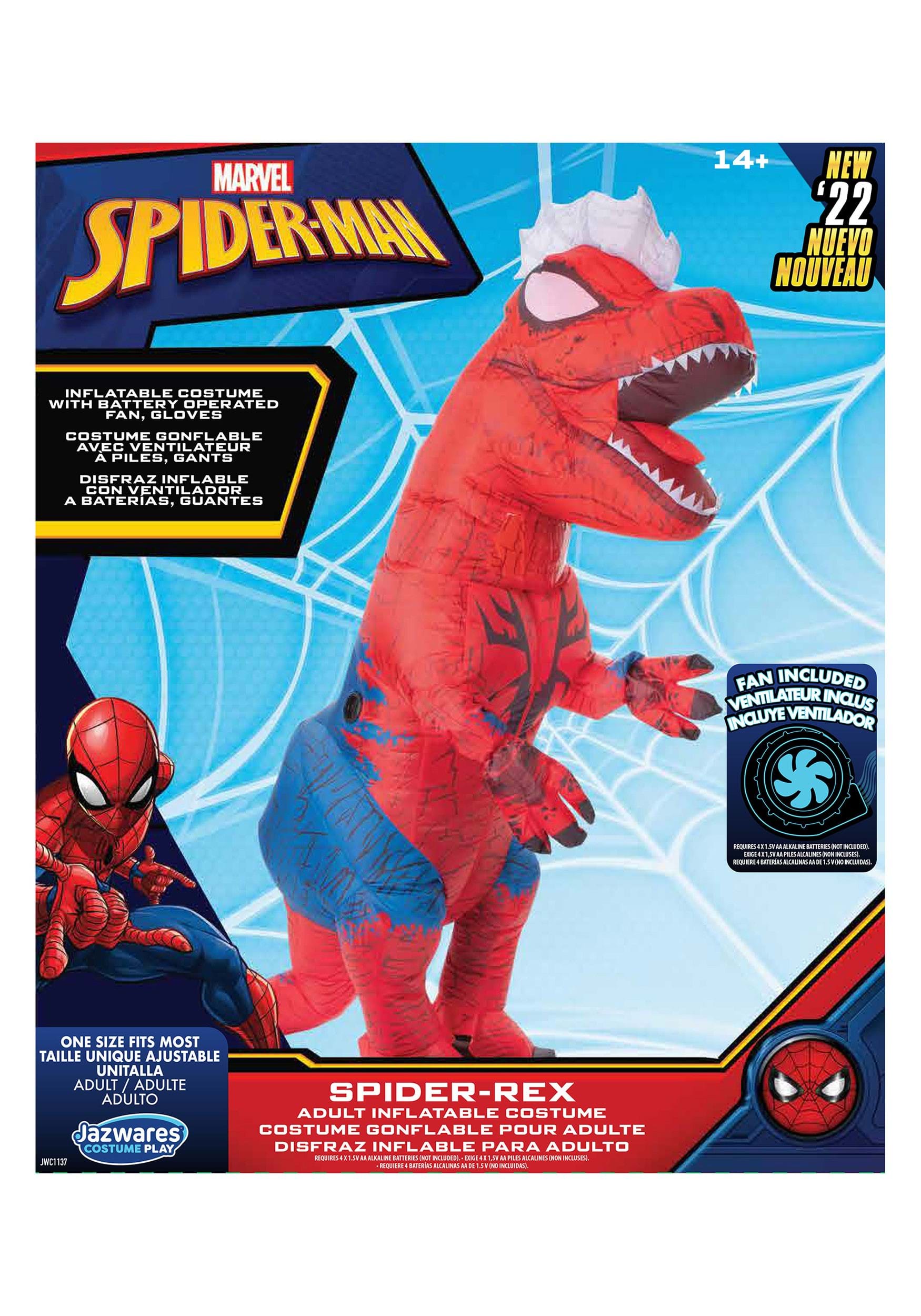 Marvel Inflatable Adult Spider-Rex Costume , Spider-Man Dinosaur Costume