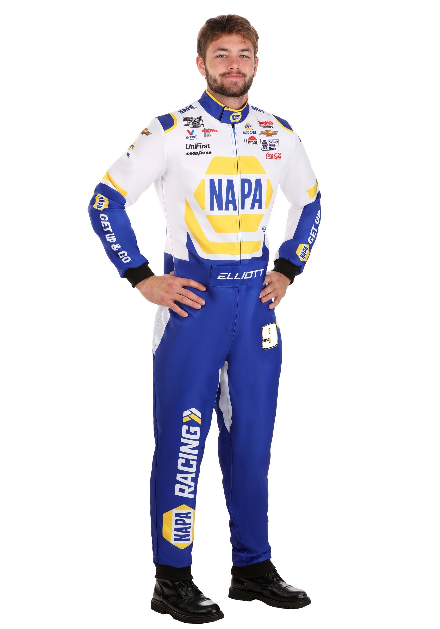 Men's Chase Elliott New NAPA Uniform NASCAR Costume | Race Car Driver Costumes