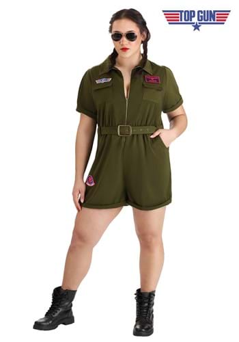 Women's Plus Top Gun Romper Costume