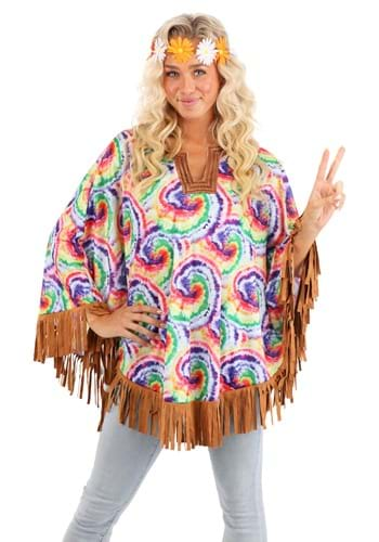 Click Here to buy Hippie Poncho Sustainable Materials Adult Costume | Hippie Costumes from HalloweenCostumes, CDN Funds & Shipping