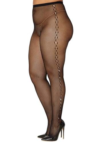 Click Here to buy Womens Plus Fishnet Stockings with Jacquard Rhinestone | Costume Tights from HalloweenCostumes, CDN Funds & Shipping