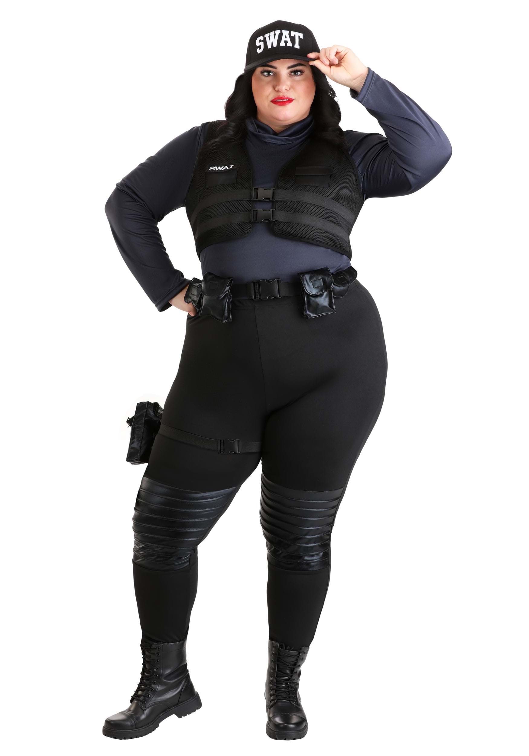 Women's Plus Size SWAT Babe Costume | Plus Size Costumes
