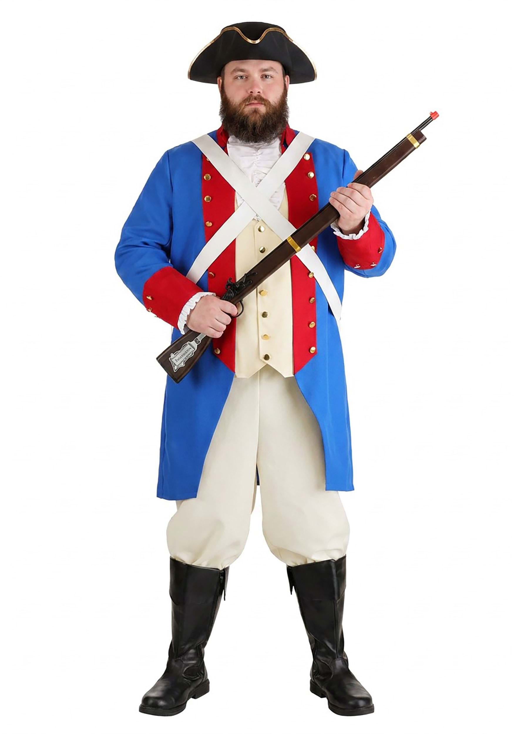 Plus Size American Revolution Soldier Costume for Men | Historical Costumes