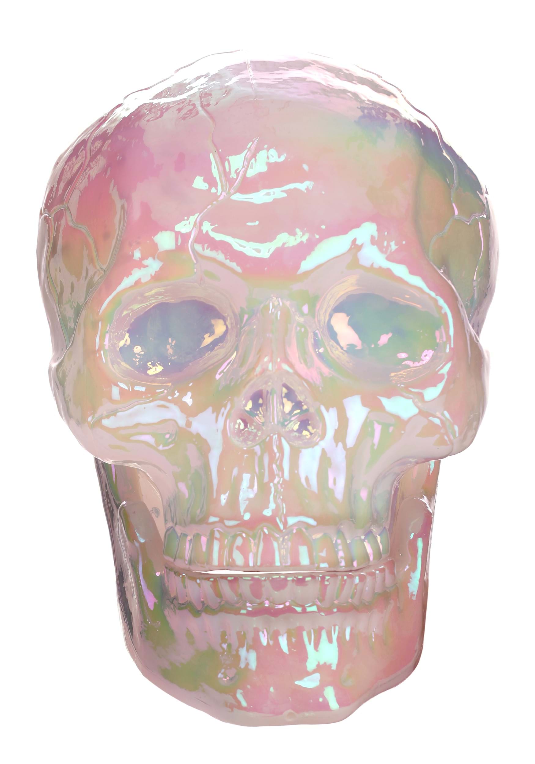 10-Inch Large Pearl Oil Slick Skull Halloween Prop | Skull Decorations