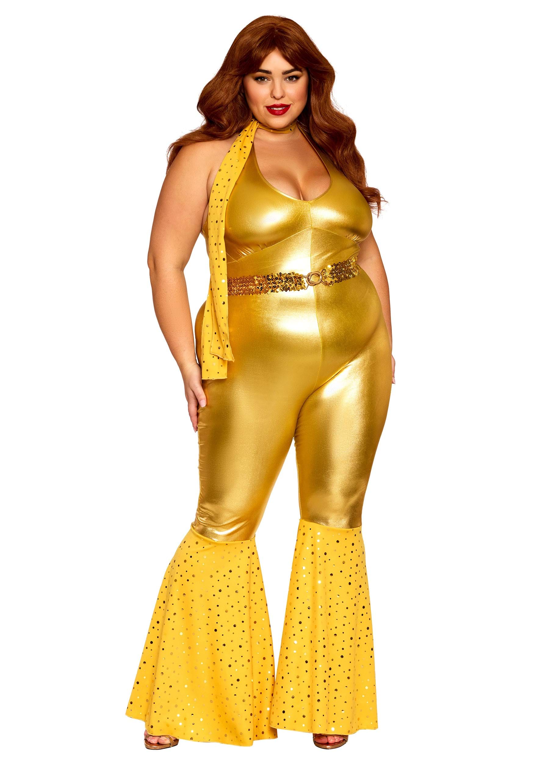 70s Disco Fashion: Disco Clothes, Outfits for Girls Womens Plus Size Gold Disco Fox Adult Costume  Disco Costumes $41.99 AT vintagedancer.com