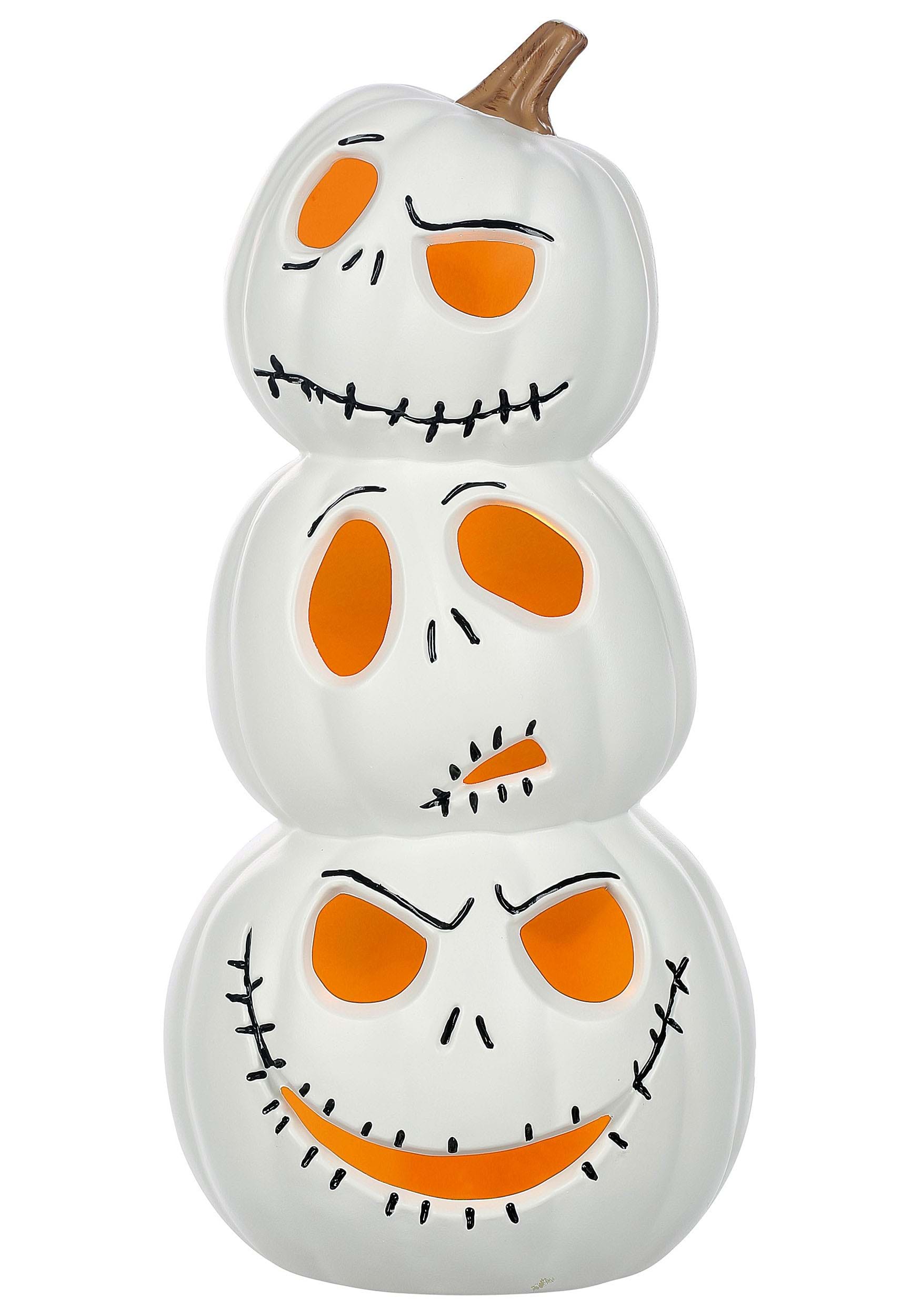 18-Inch Nightmare Before Christmas Jack Skellington Light Up Stacked Pumpkins Decoration | Halloween Decor