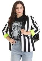 Womens White and Black Stripe Blazer Alt 2