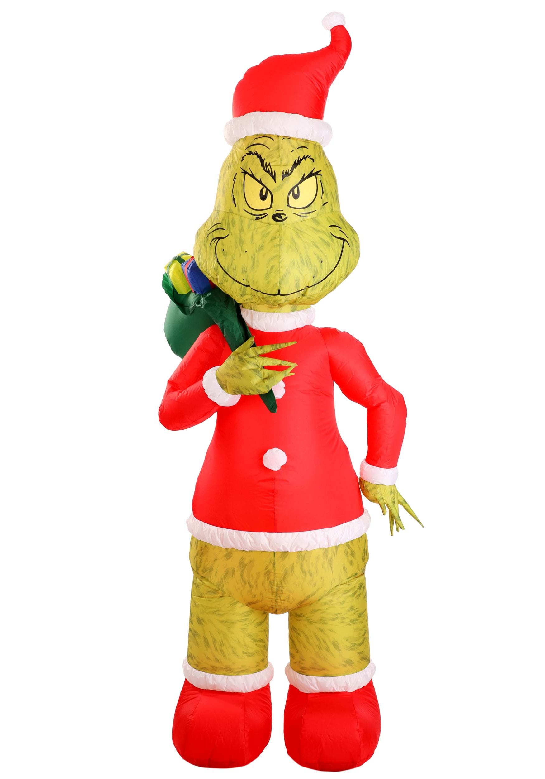 8 Foot Inflatable Grinch Santa Decoration | Christmas Decorations