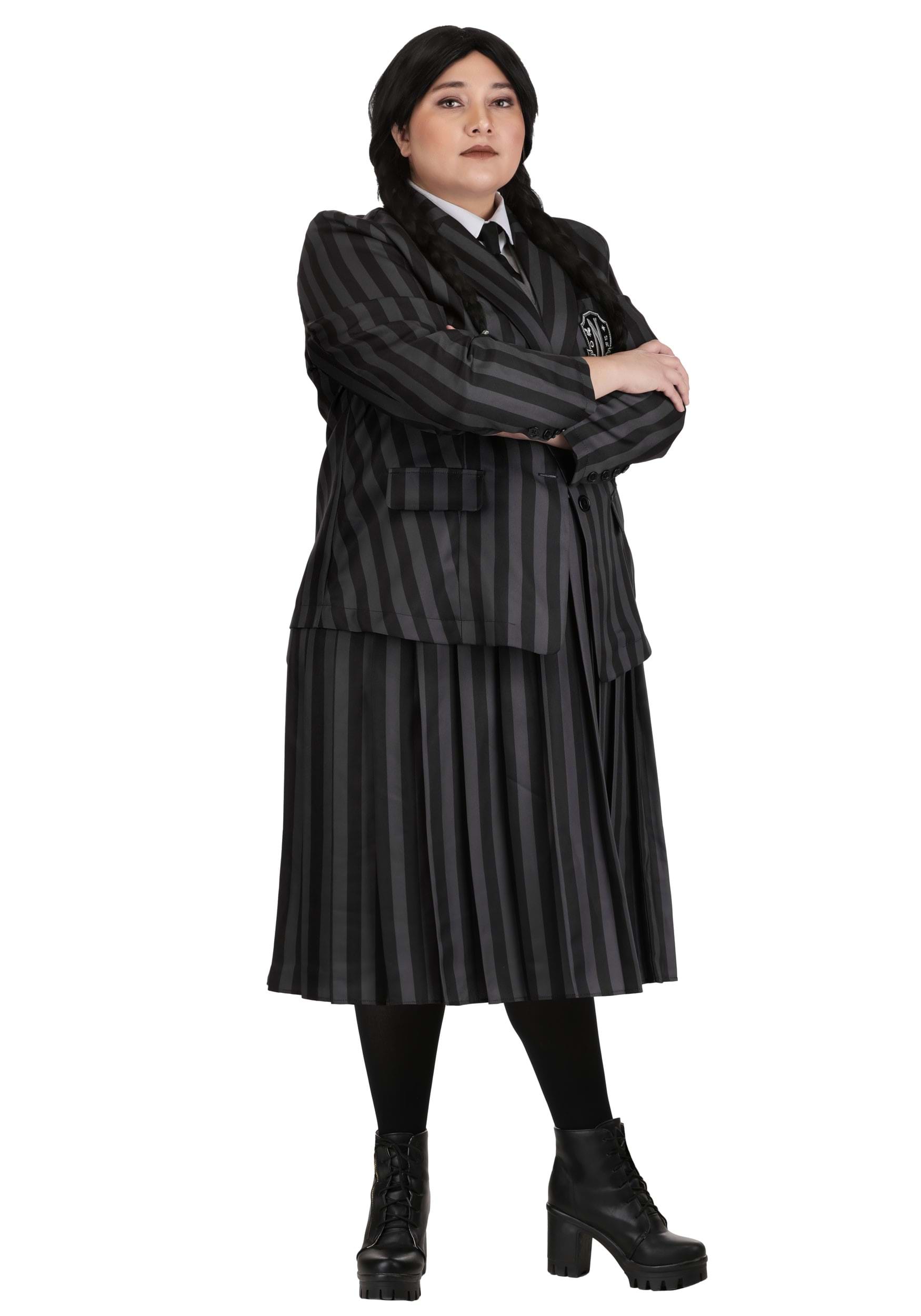 Plus Size Deluxe Nevermore Academy Wednesday Costume for Women | TV Show Costumes