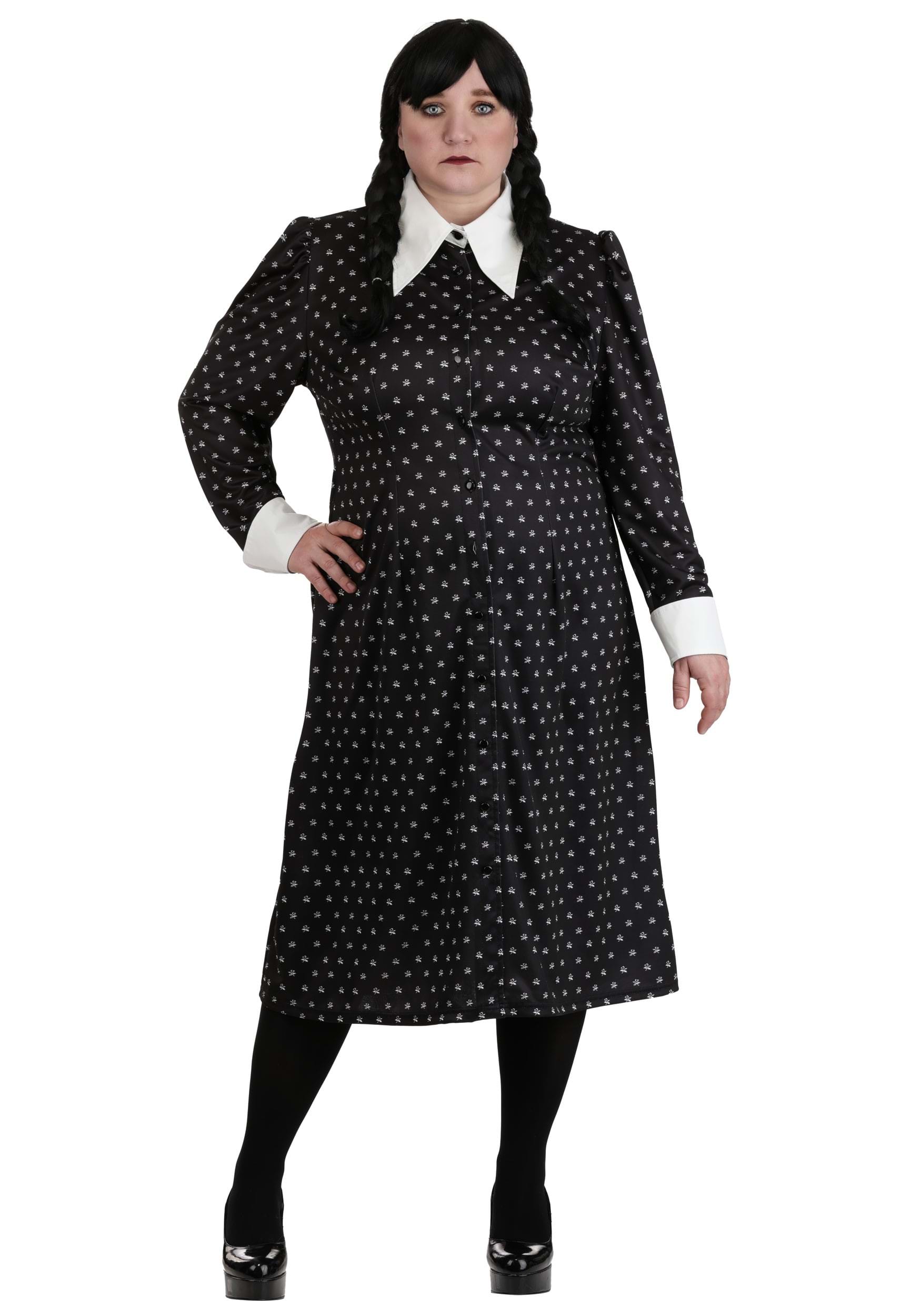 Plus Size Wednesday Addams Polka Dot Women's Costume Dress | TV Show Costumes