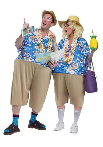 Click Here to buy Tacky Tourist Adult Costume with Flower Lei | Funny Costumes from HalloweenCostumes, CDN Funds & Shipping