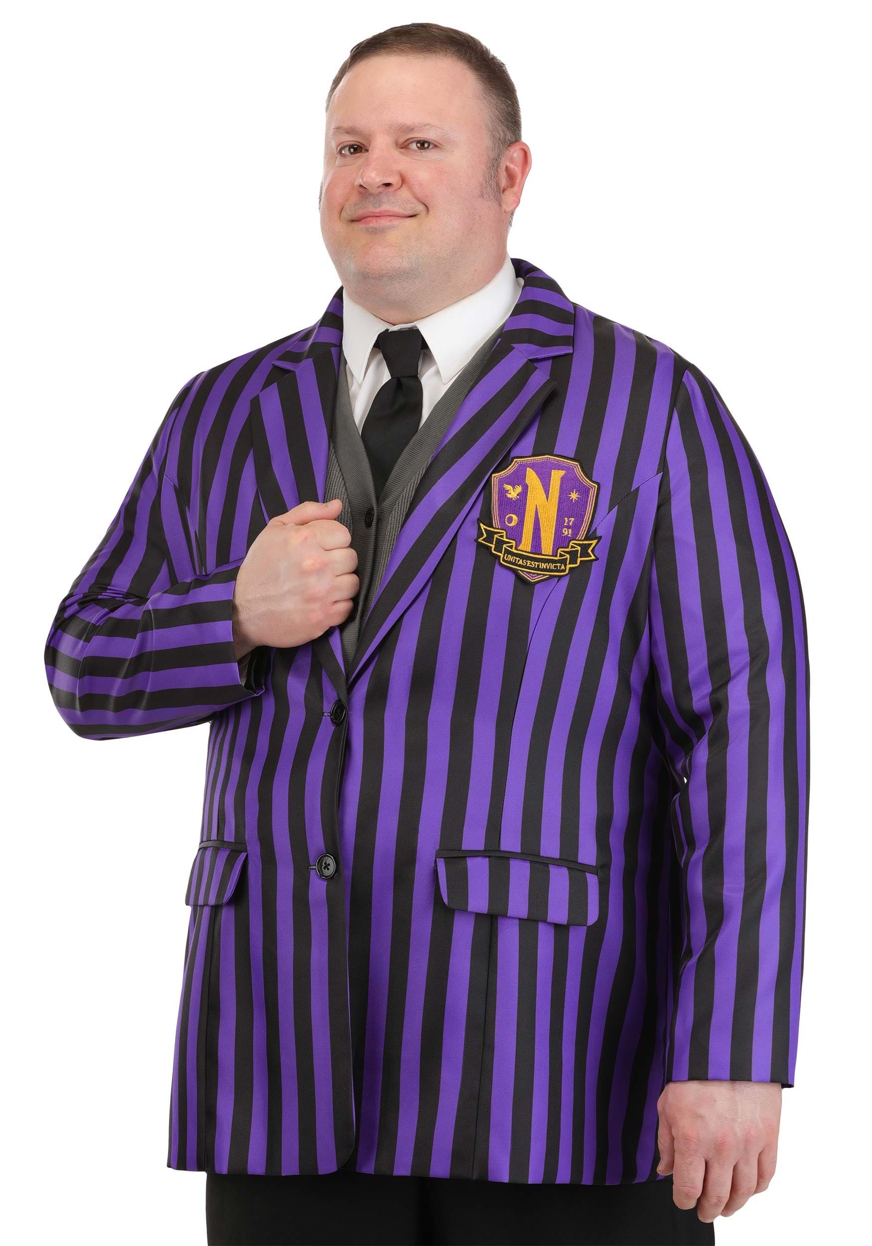 Men's Plus Size Nevermore Academy Wednesday Costume Blazer | TV Show Costumes