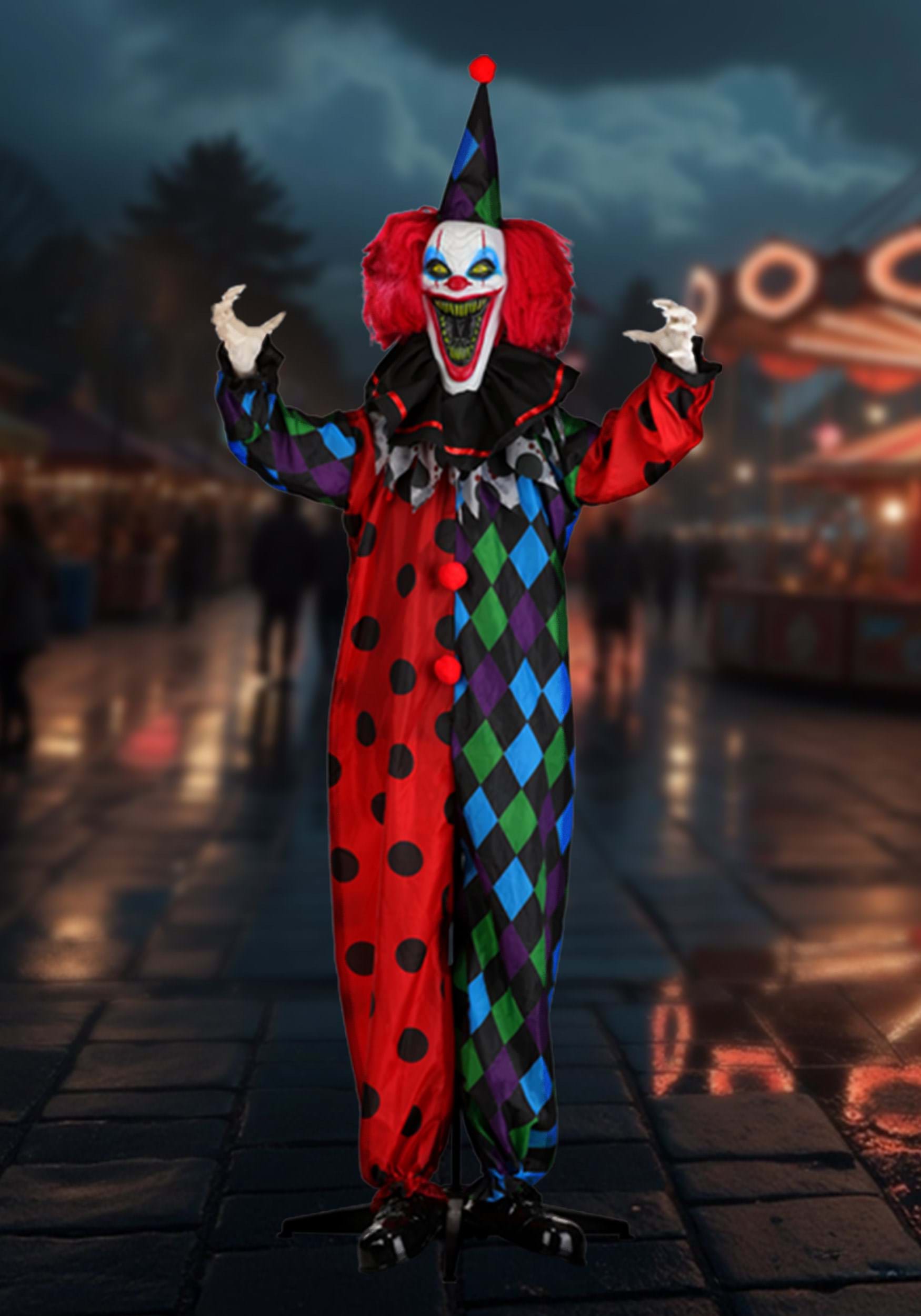 6FT Animated Rictus the Evil Clown Decoration - Scream Saver | Halloween Animatronics