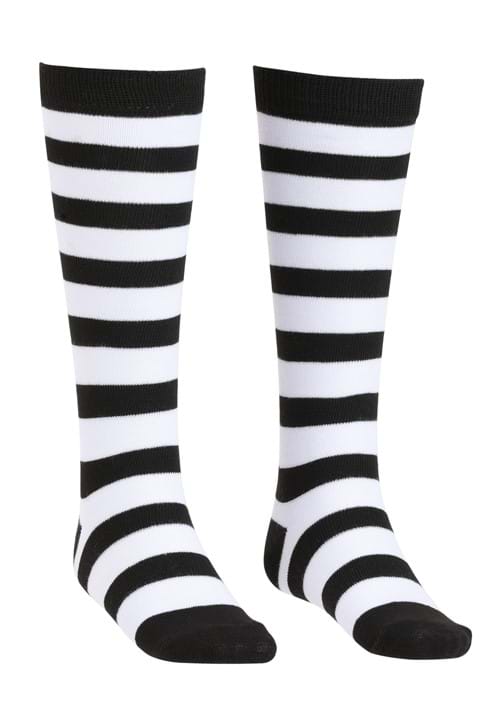Child Black and White Striped Witch Socks